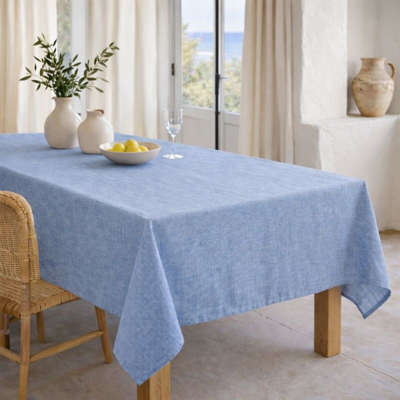 Colette - Nappe + 8 Serviettes - Bleu Grec