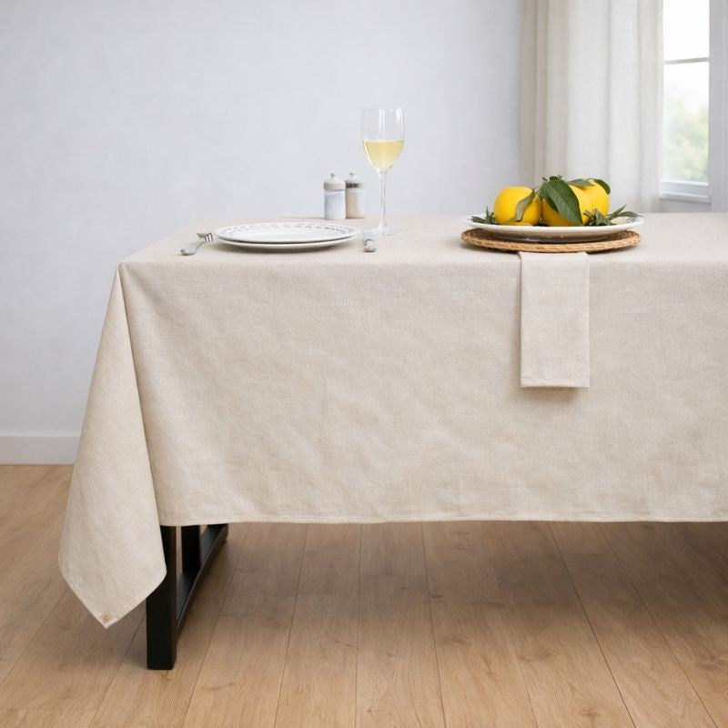 Colette - Nappe + 8 Serviettes - Taupe Clair