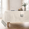 Guetary - Tablecloth + 8 Napkins - Linen Beige/Olive Green