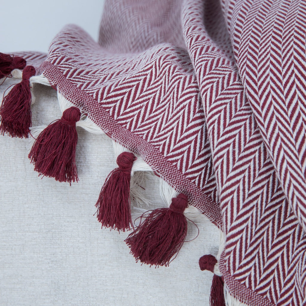 Megeve - Throw - Cotton - Burgundy Red