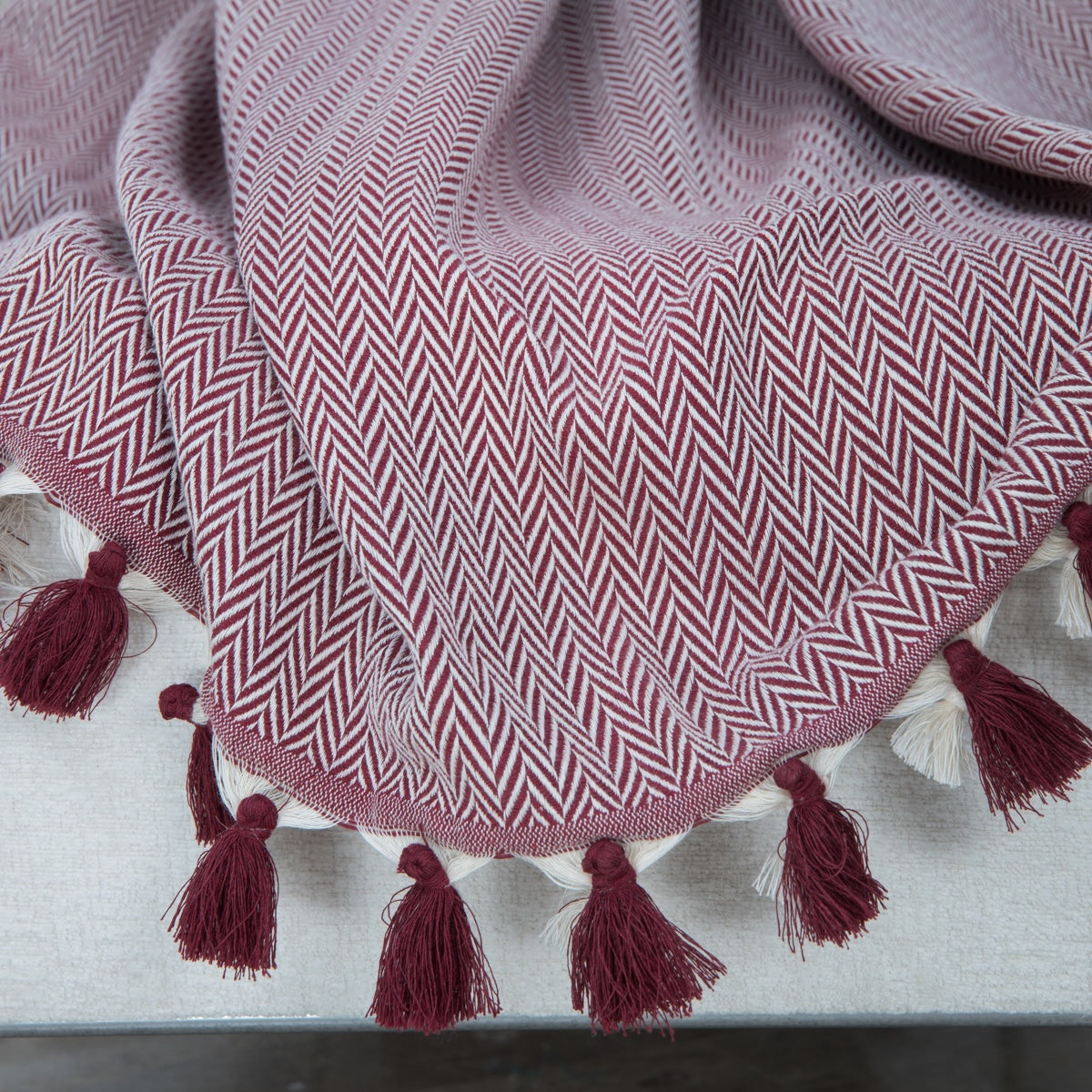 Megeve - Throw - Cotton - Burgundy Red