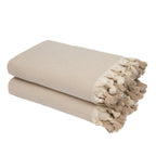 Megeve - Set De 2 Plaids - Coton - Taupe Clair