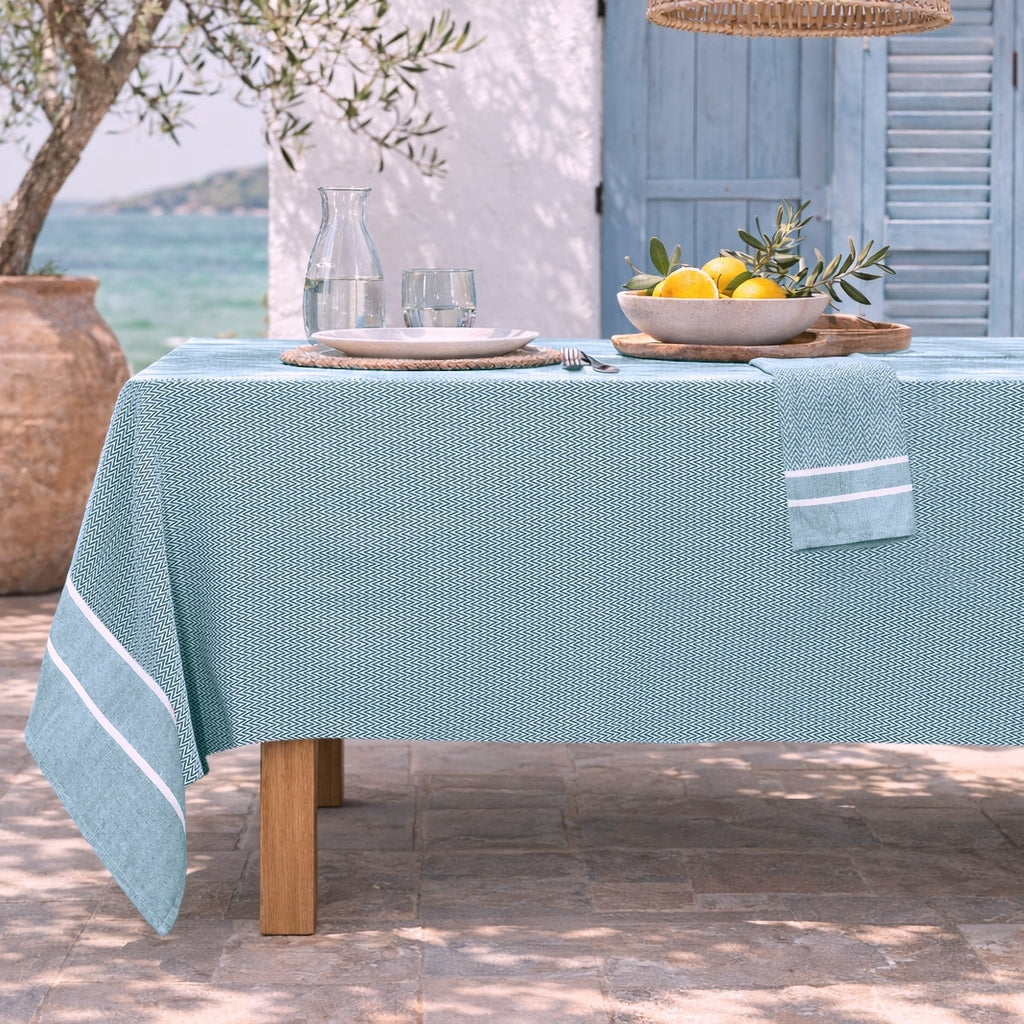 Sienna - Mantel + 10 Servilletas - Azul Petróleo