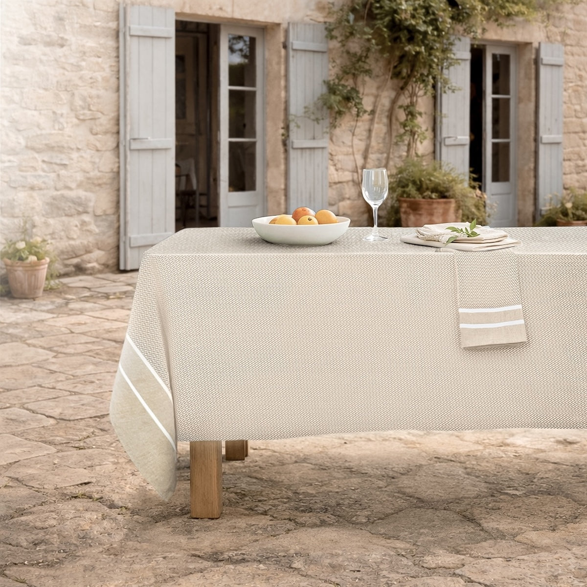 Sienna - Mantel + 10 Servilletas - Beige