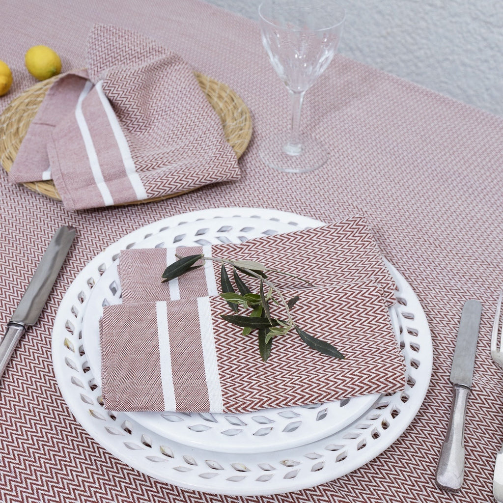 Sienna - Mantel + 10 Servilletas - Tomette Rojo