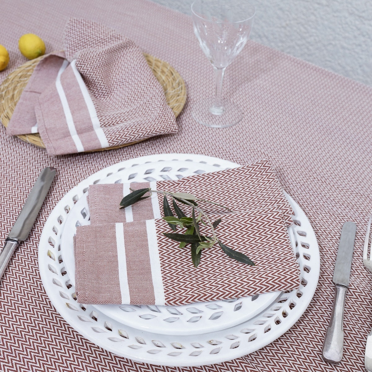 Sienna - Mantel + 10 Servilletas - Tomette Rojo