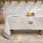 Guetary - Tablecloth + 10 Napkins - Linen Beige/Olive Green