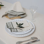 Guetary - Tablecloth + 10 Napkins - Linen Beige/Olive Green