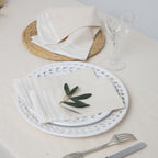Guetary - Mantel + 10 Servilletas - Lino Beige/Blanco