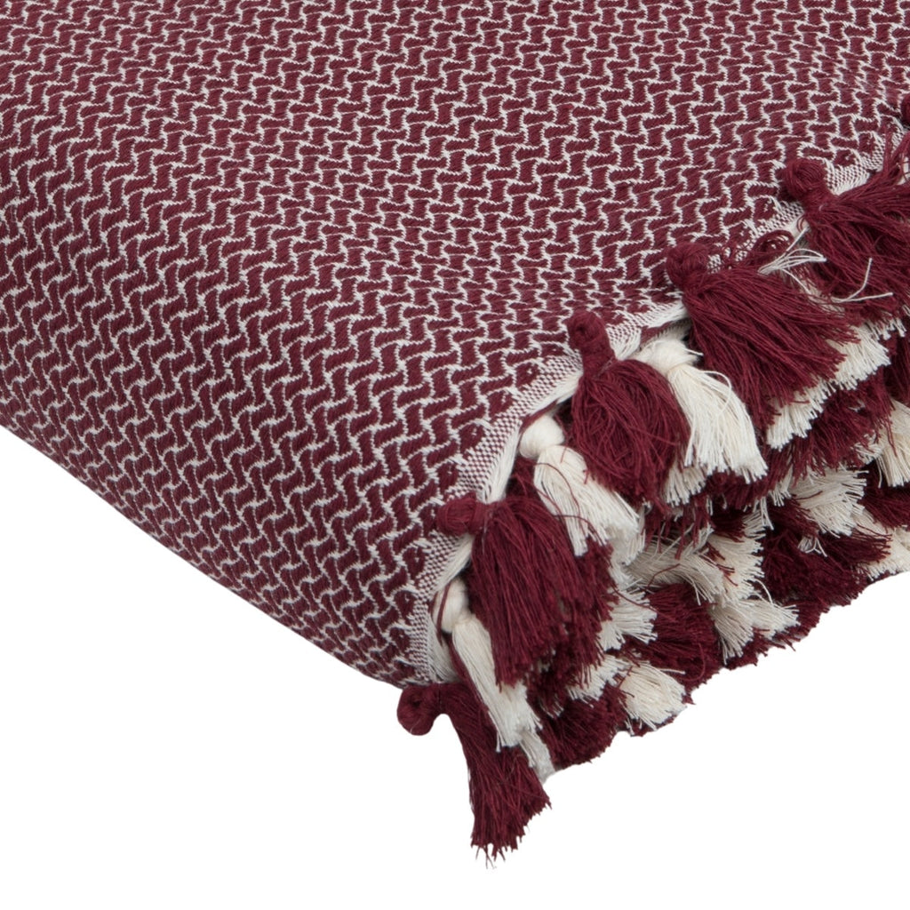 Verbier - Throw - Cotton - Burgundy Red