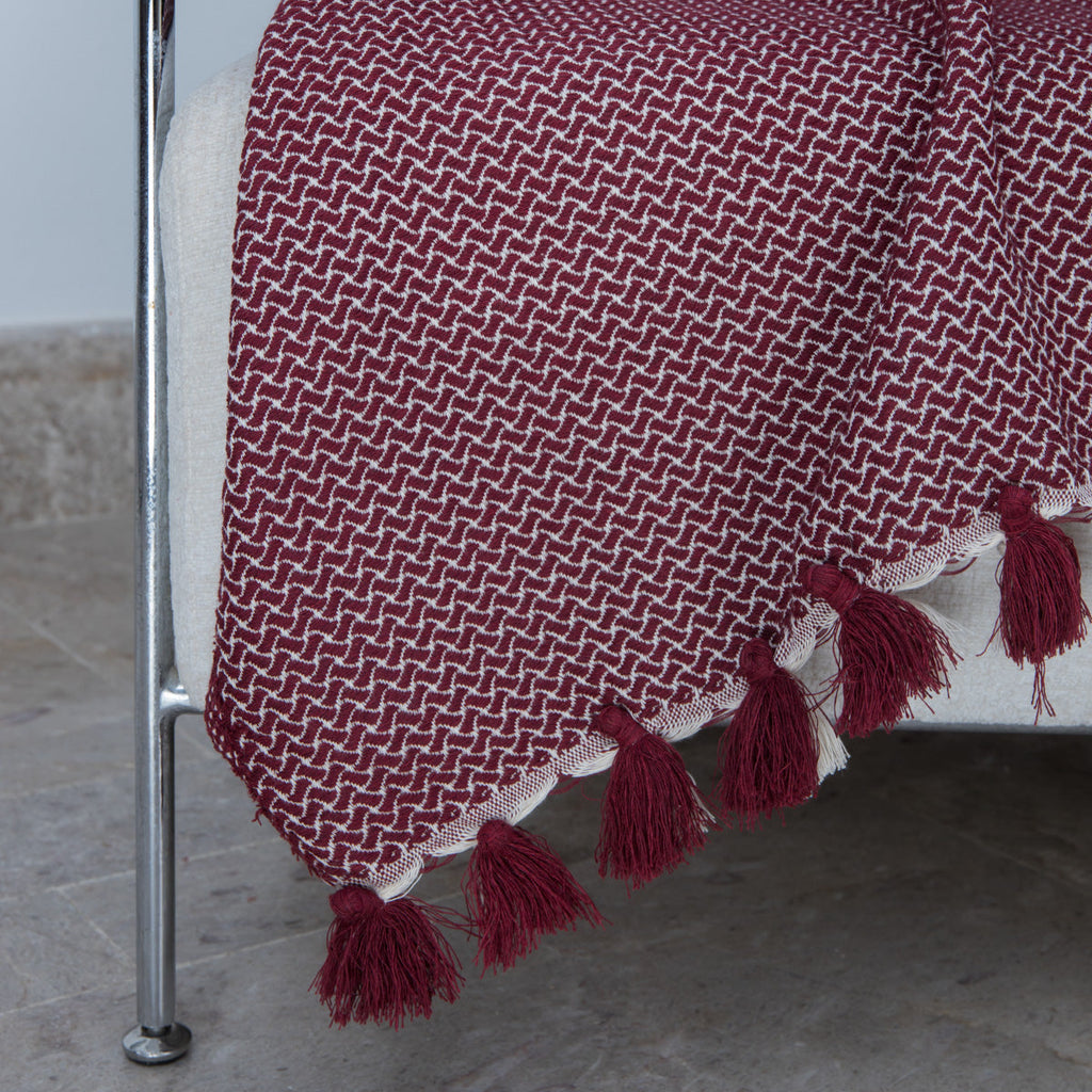 Verbier - Throw - Cotton - Burgundy Red