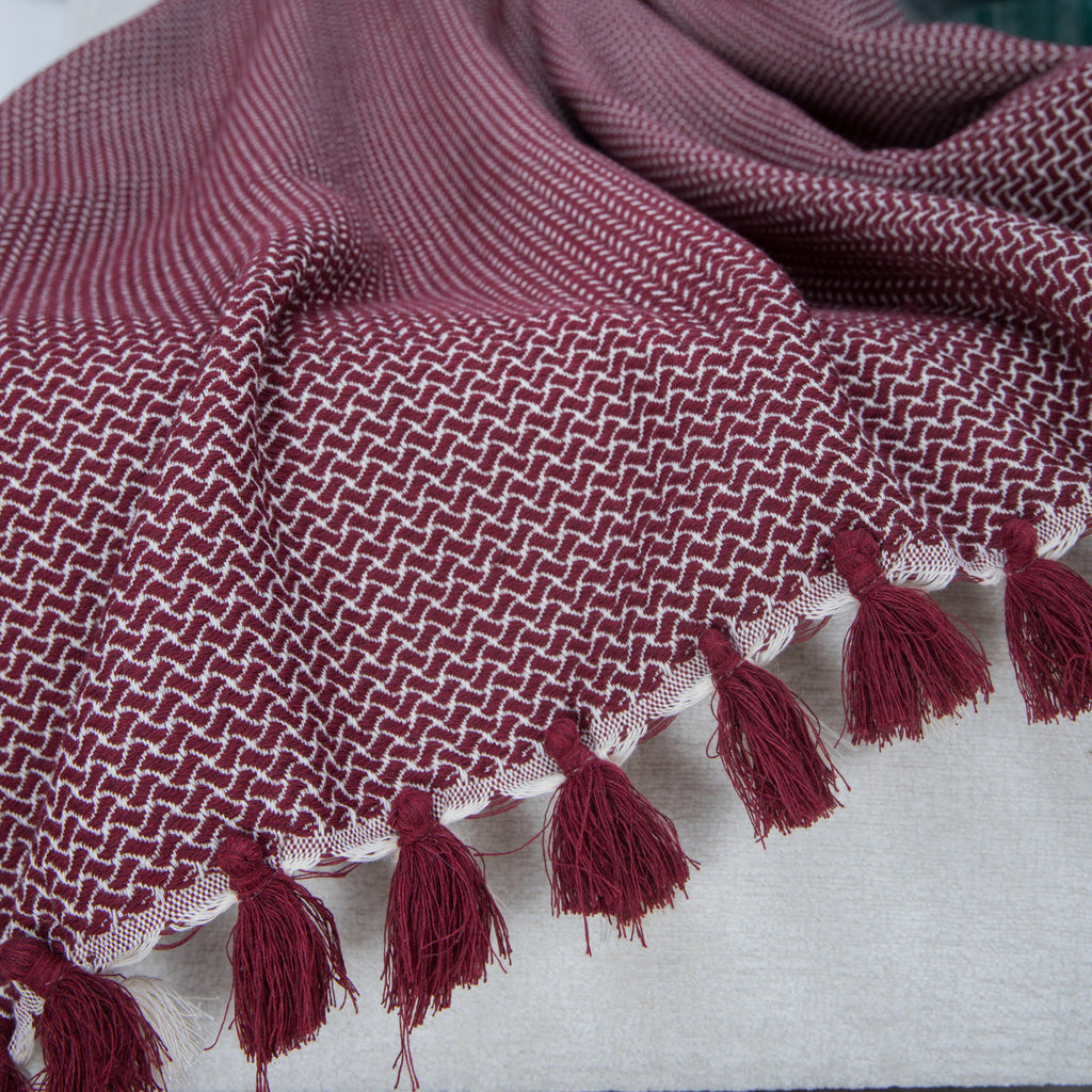 Verbier - Throw - Cotton - Burgundy Red