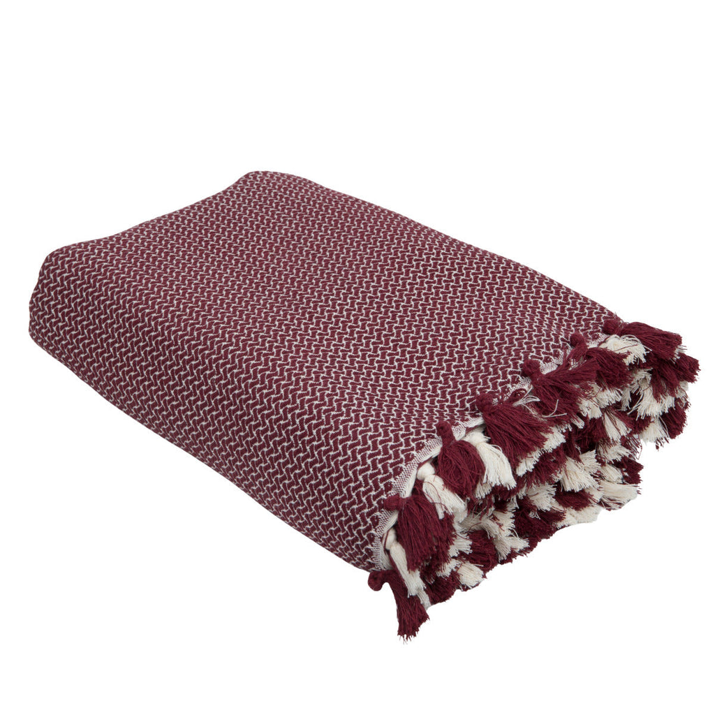 Verbier - Throw - Cotton - Burgundy Red