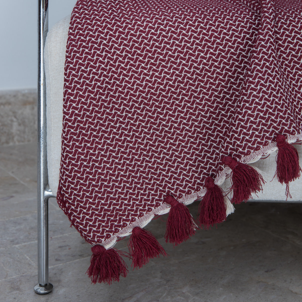 Verbier - Throw - Cotton - Burgundy Red