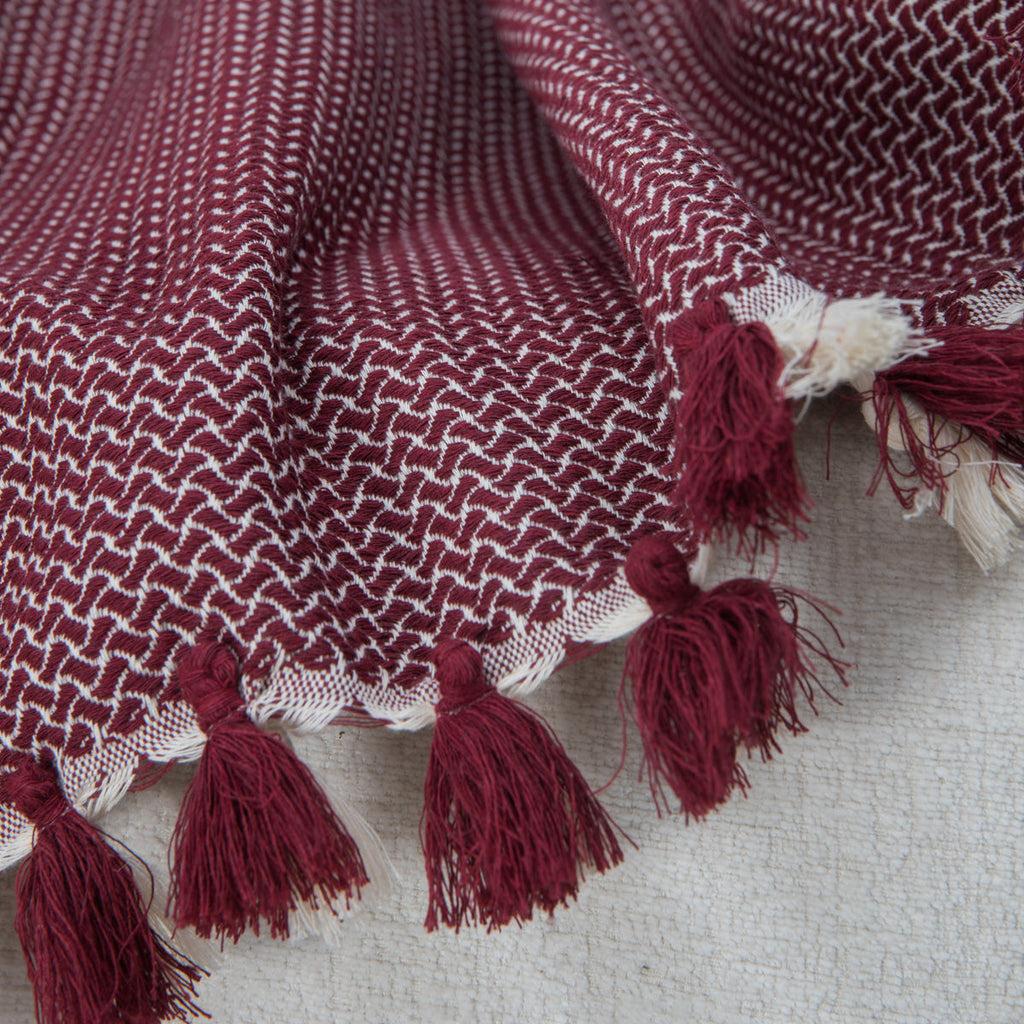 Verbier - Throw - Cotton - Burgundy Red
