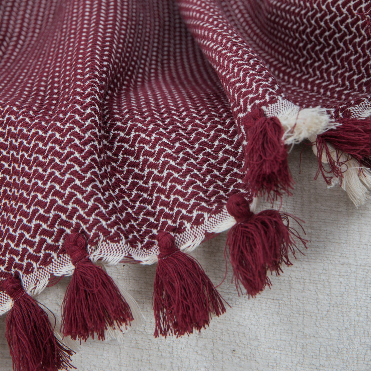 Verbier - Throw - Cotton - Burgundy Red