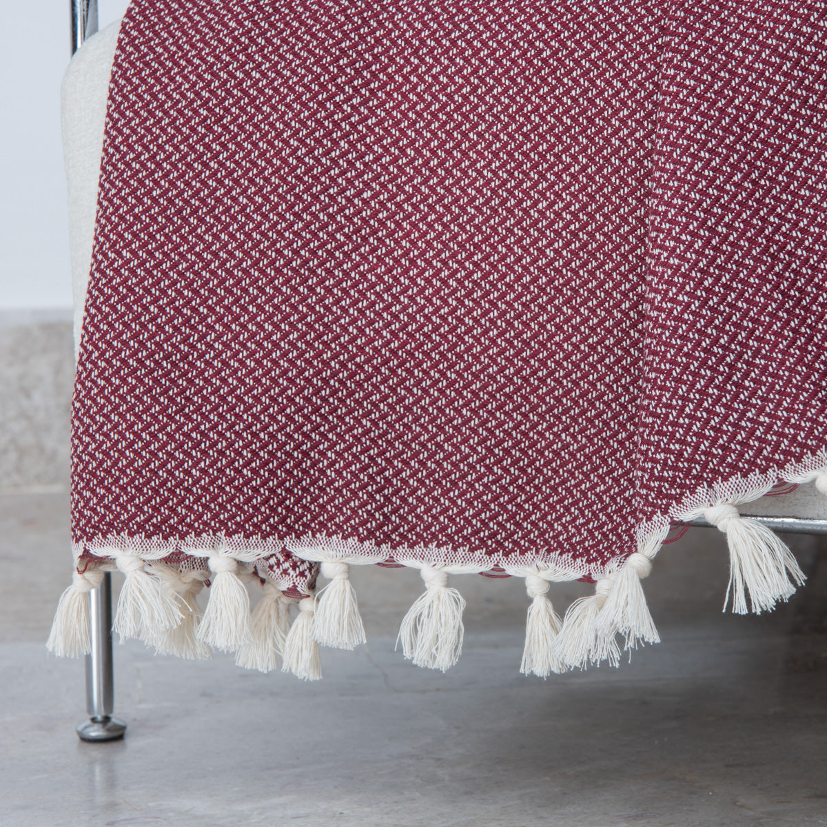 Zermatt - Throw - Cotton - Burgundy Red