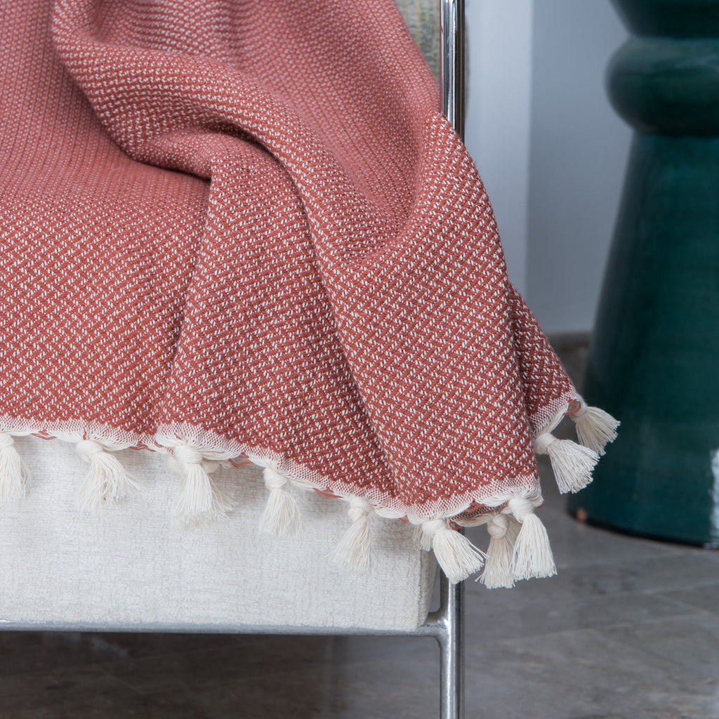 Zermatt - Throw - Cotton - Brick Red