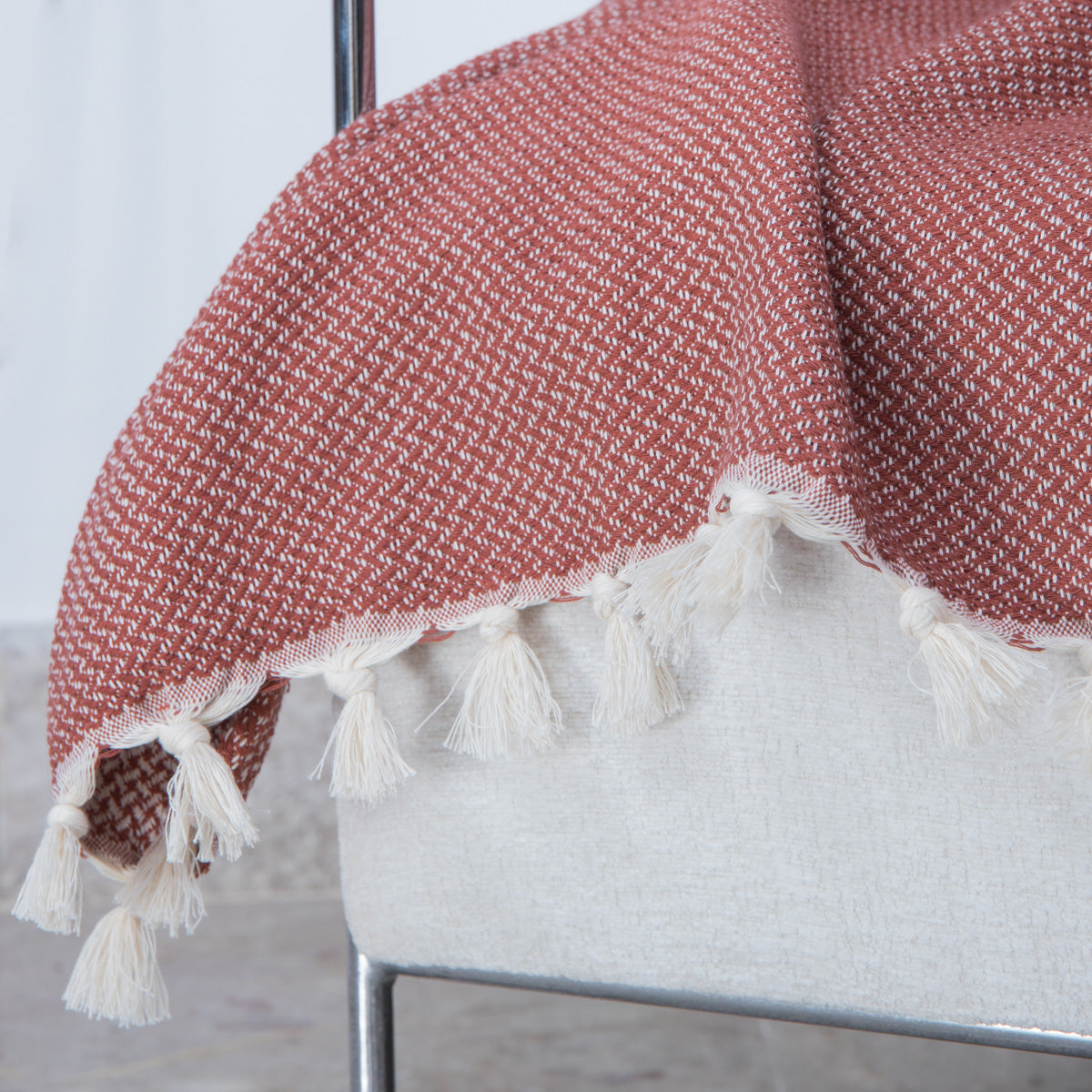 Zermatt - Throw - Cotton - Brick Red