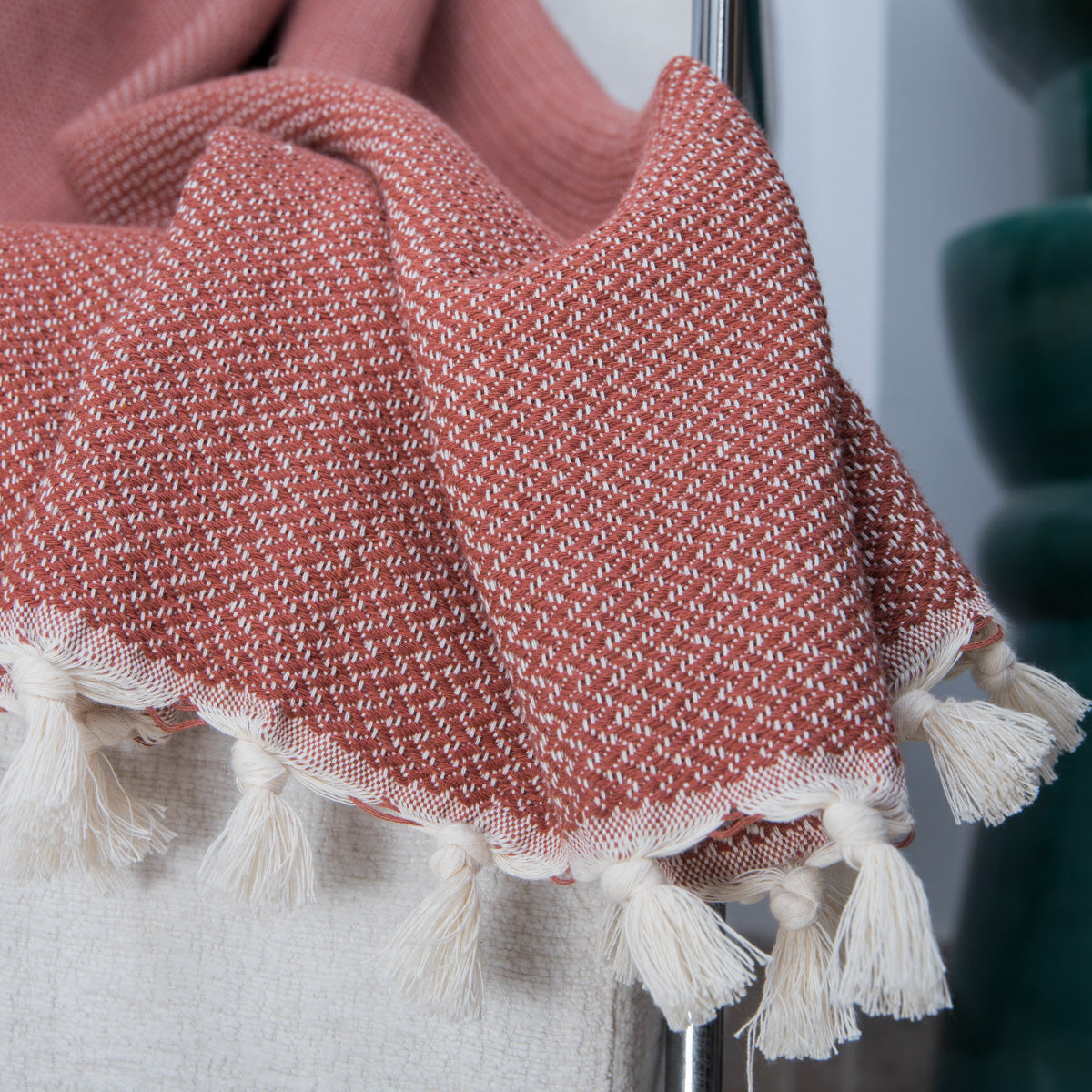 Zermatt - Throw - Cotton - Brick Red