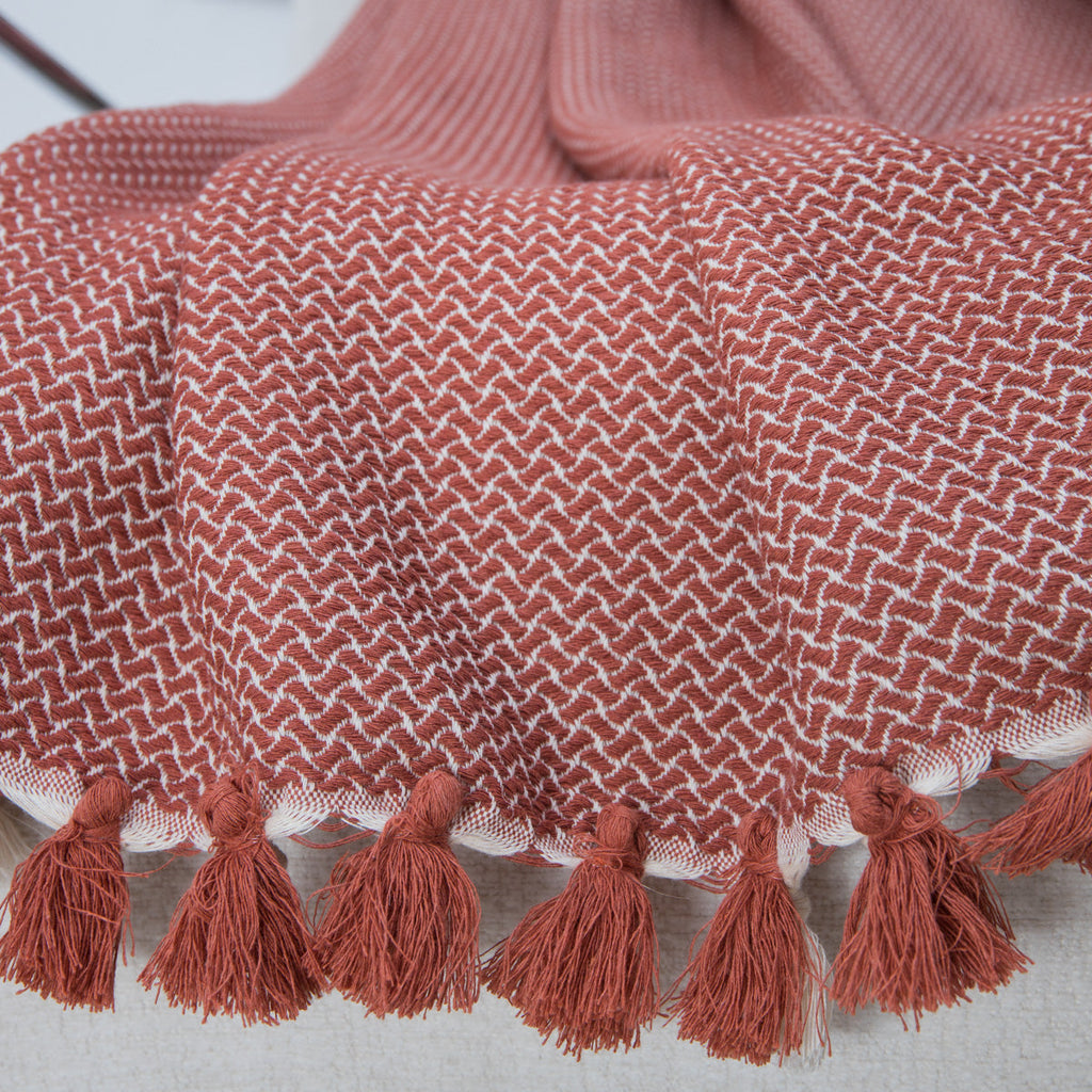 Verbier - Plaid - Coton - Rouge Tomette