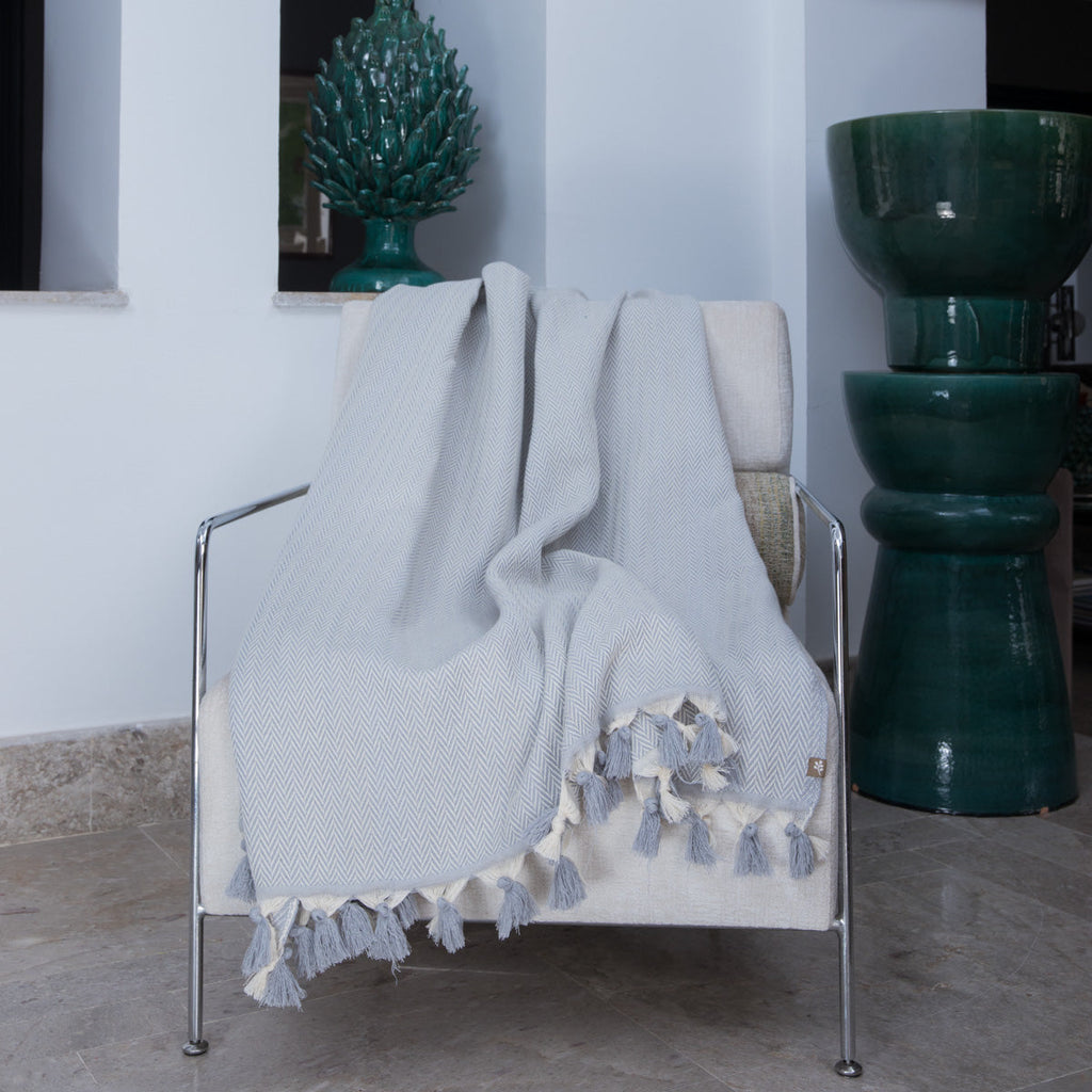 Megeve - Plaid - Coton - Gris Perle