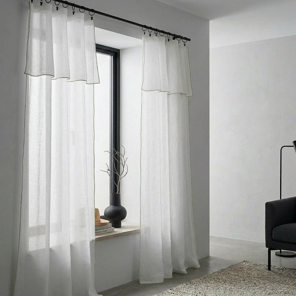 Bruma - Voile Curtain Panel (X2) - Organic Cotton - White/Greige