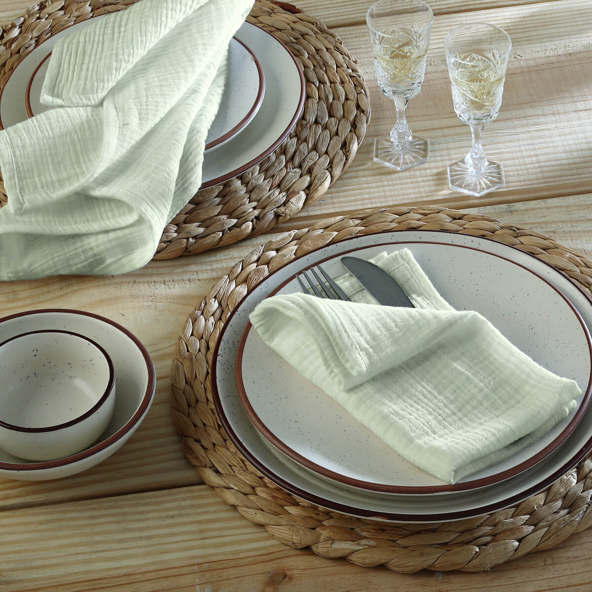 Alma - Lot De 4 Serviettes De Table - Vert Amande
