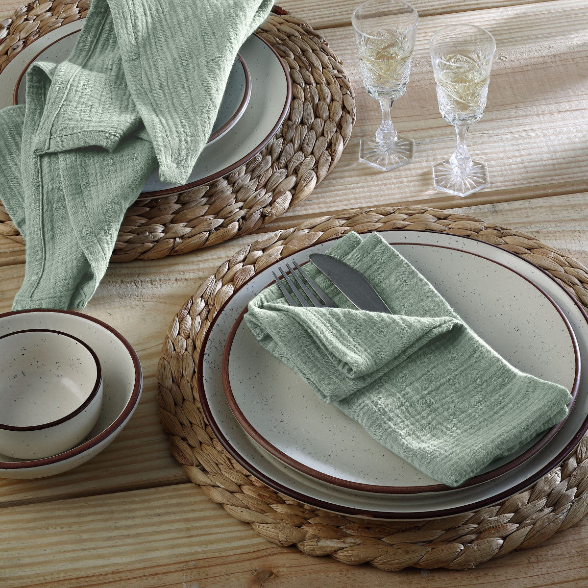 Alma - Lot De 4 Serviettes De Table - Vert Céladon