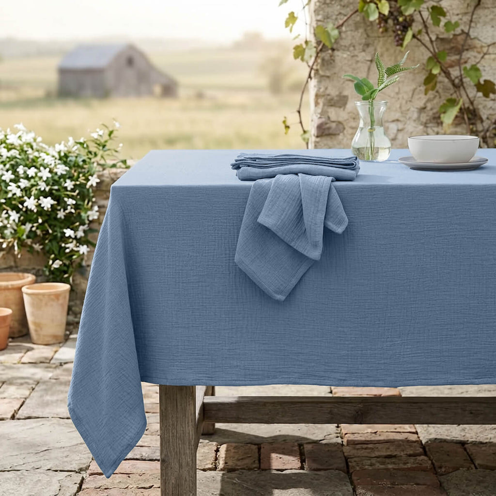 Alma - Nappe + 4 Serviettes - Bleu