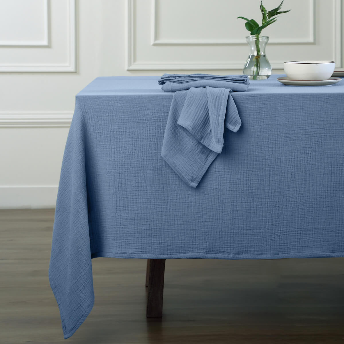Alma - Nappe + 4 Serviettes - Bleu