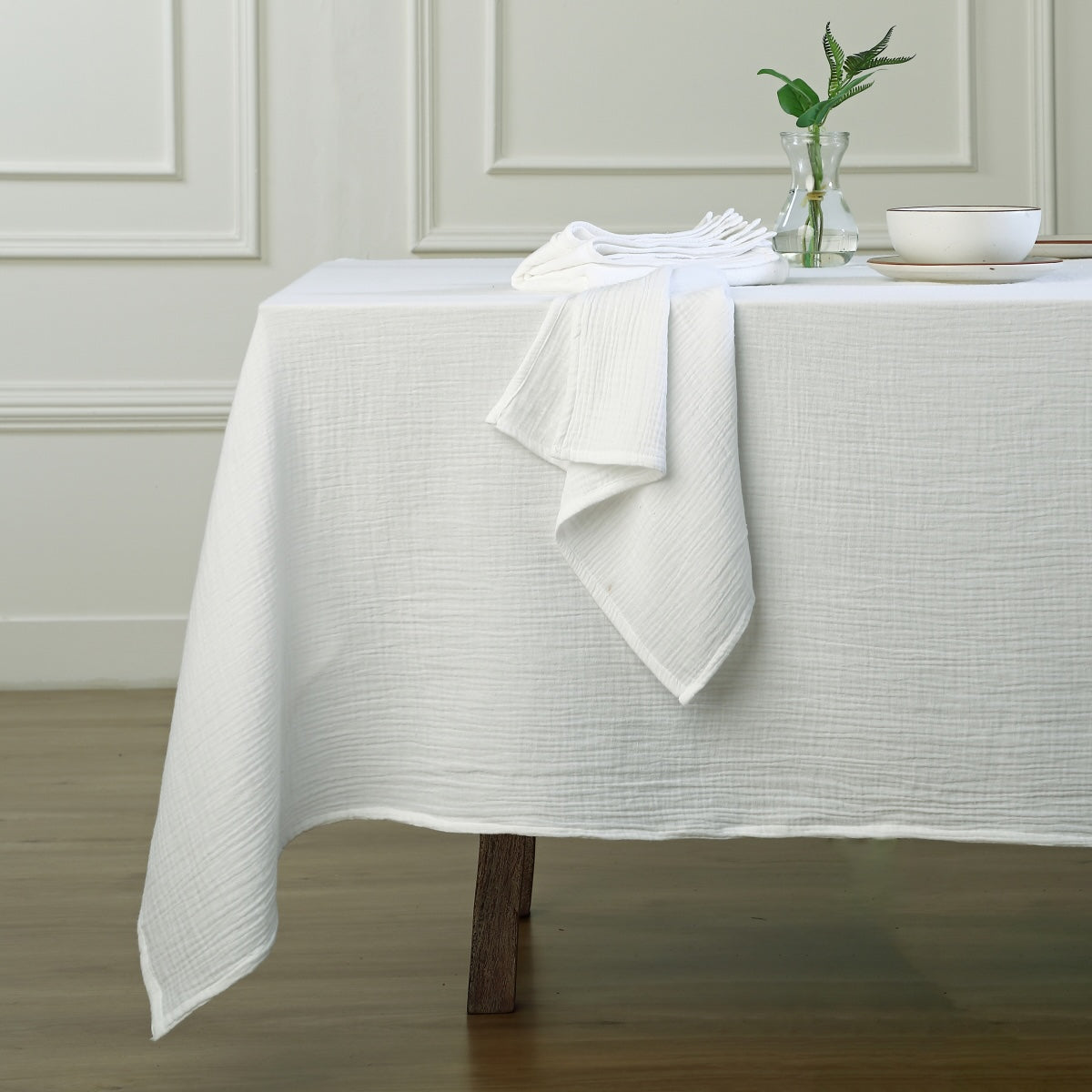 Alma - Nappe + 8 Serviettes - Blanc