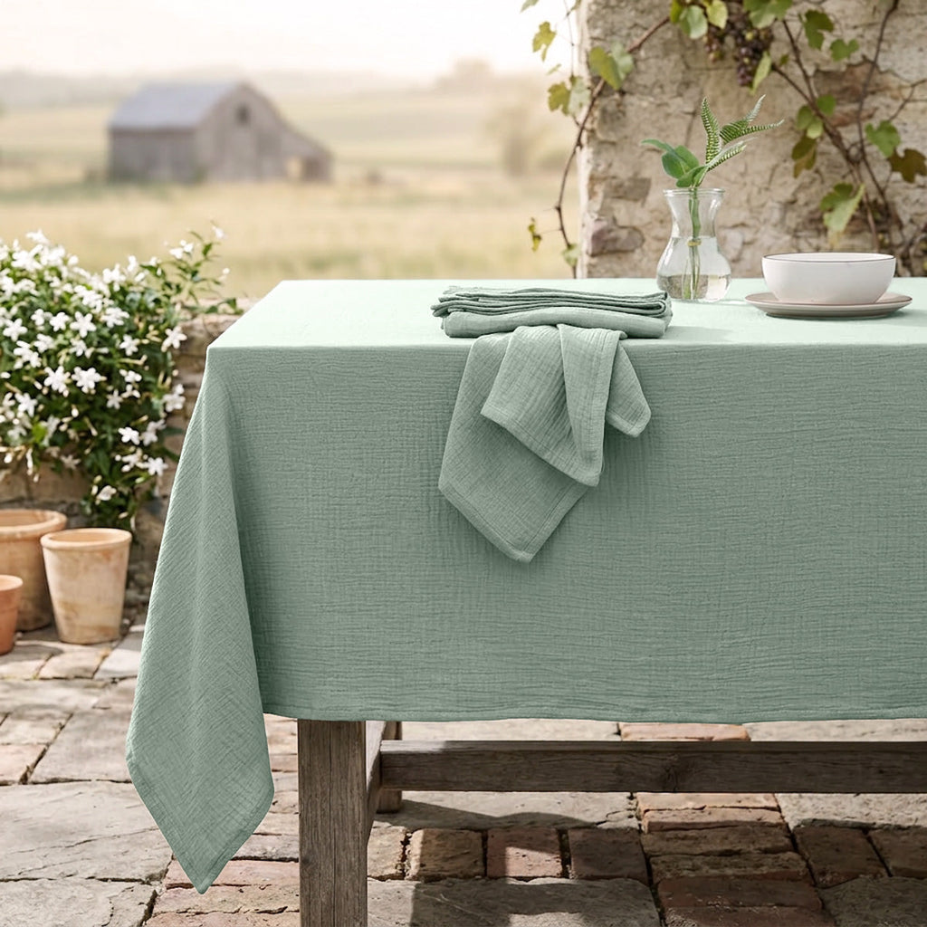 Alma - Nappe + 10 Serviettes - Vert Céladon