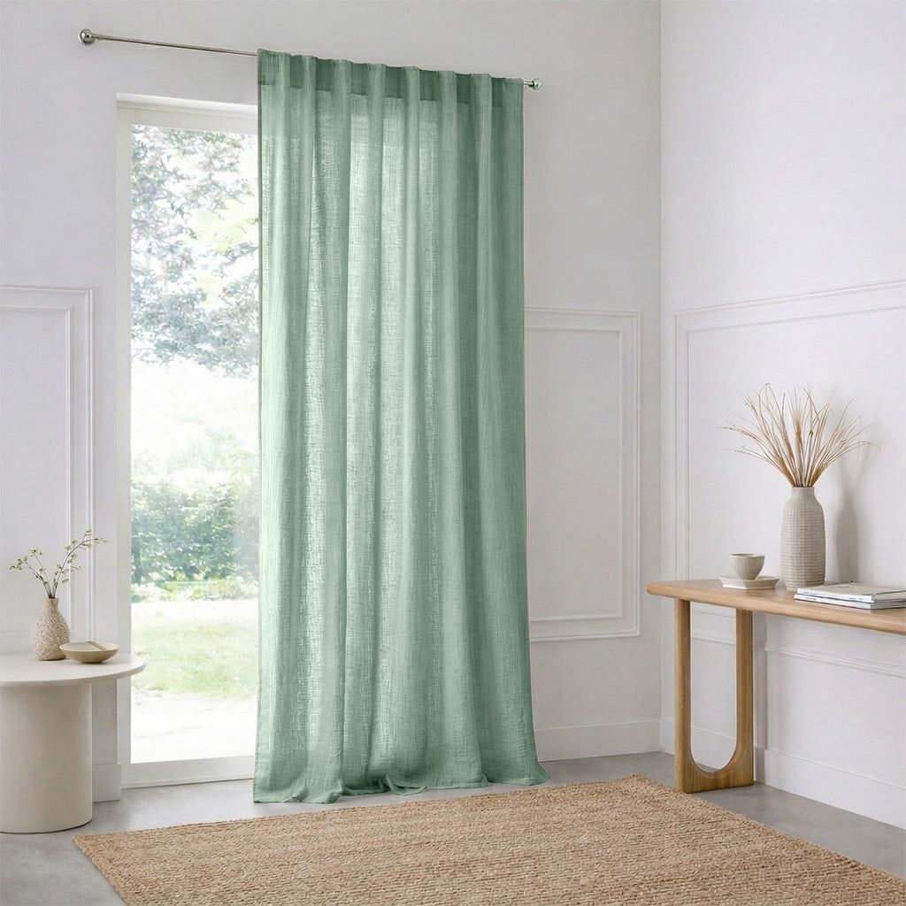 Alma - Tab-Top Curtain - Cotton Gauze - Celadon Green
