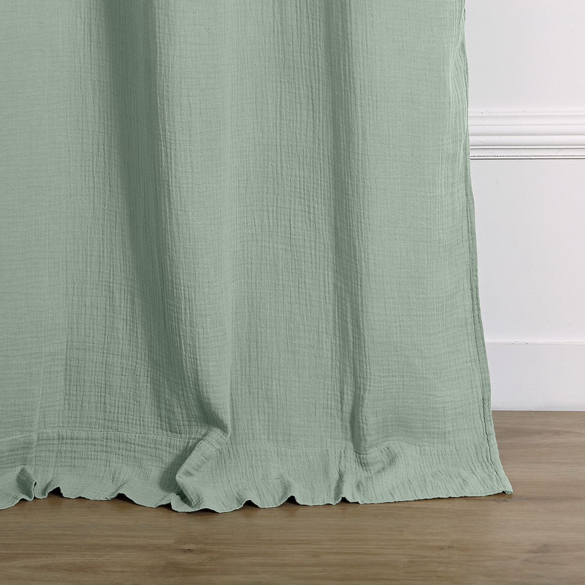 Alma - Tab-Top Curtain - Cotton Gauze - Celadon Green