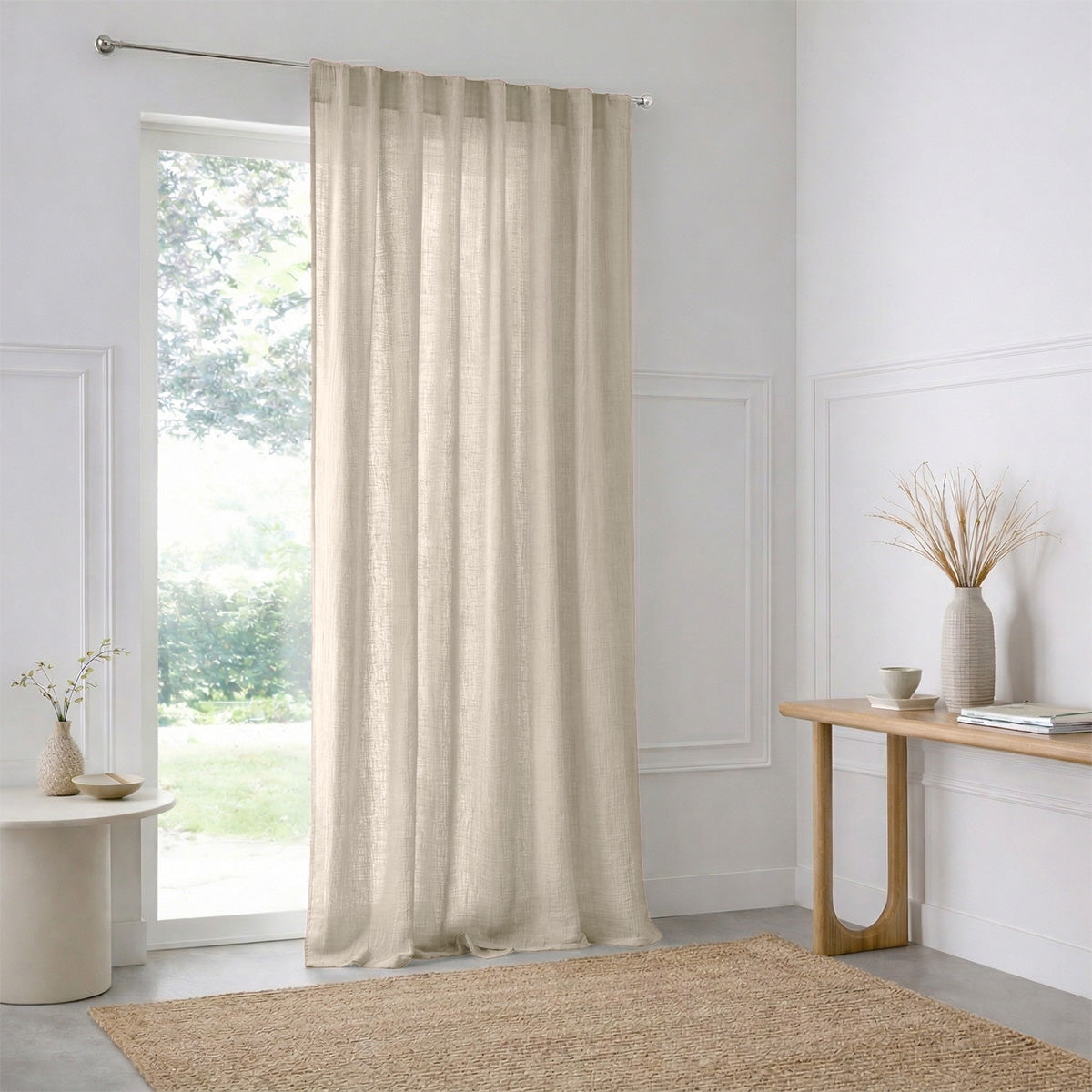 Alma - Tab-Top Curtain - Cotton Gauze - Light Beige