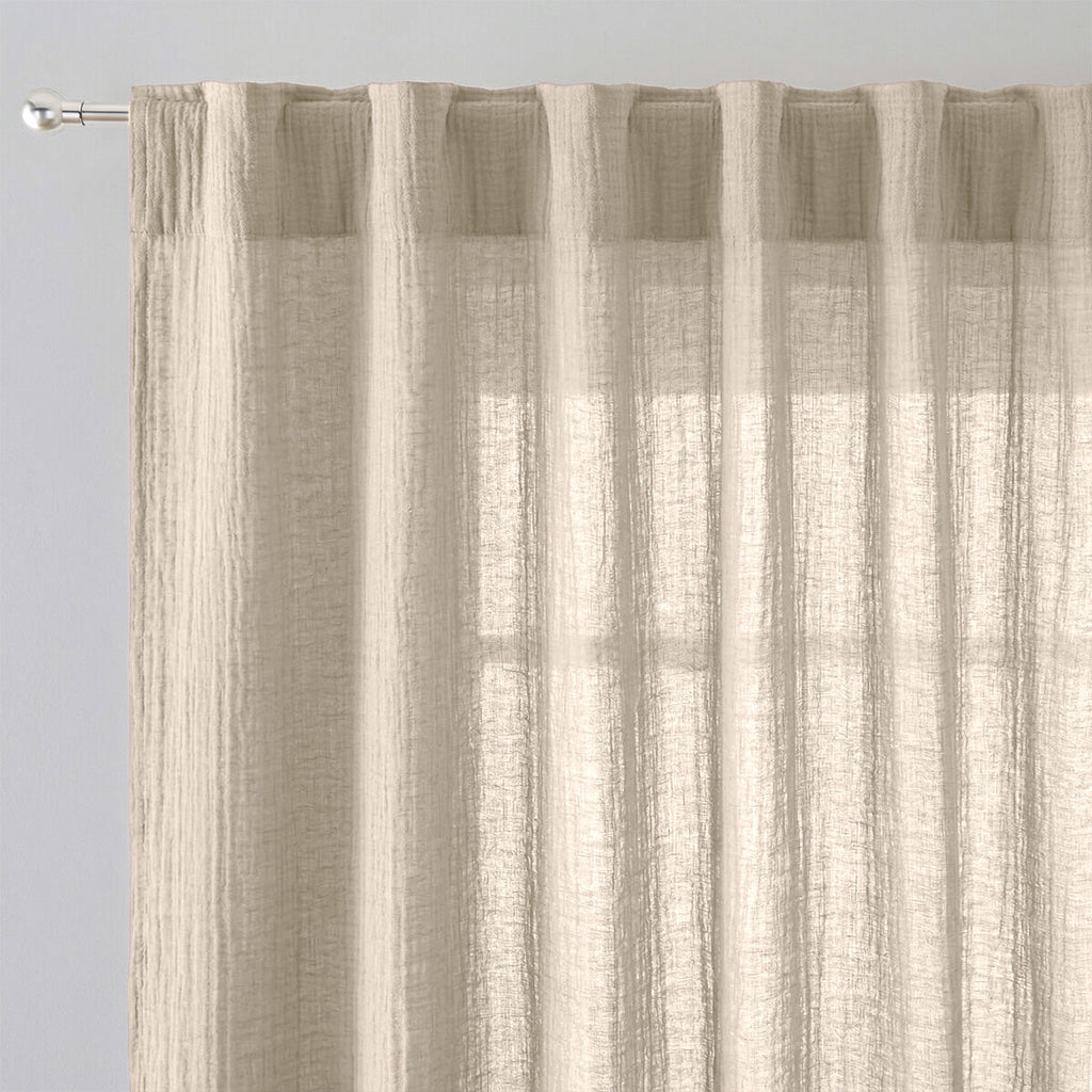 Alma - Tab-Top Curtain - Cotton Gauze - Light Beige