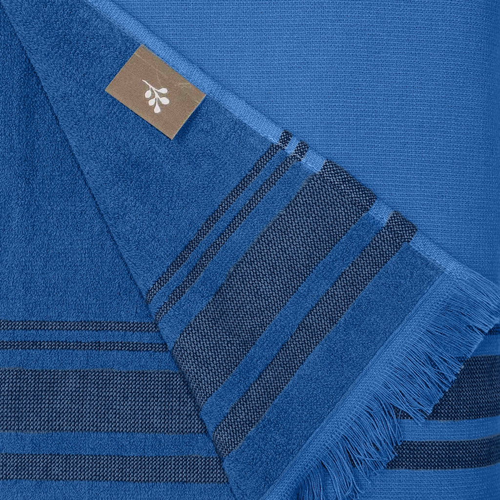 Faro - Fouta Eponge - Bleu Denim/Noir