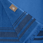 Faro - Fouta Eponge - Bleu Denim/Noir