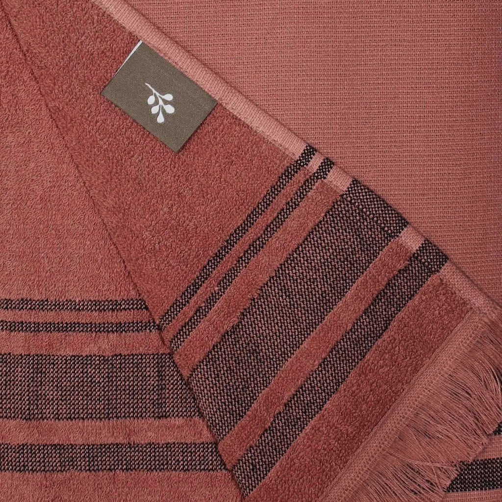 Faro - XXL Terry Fouta - Terracotta/Black