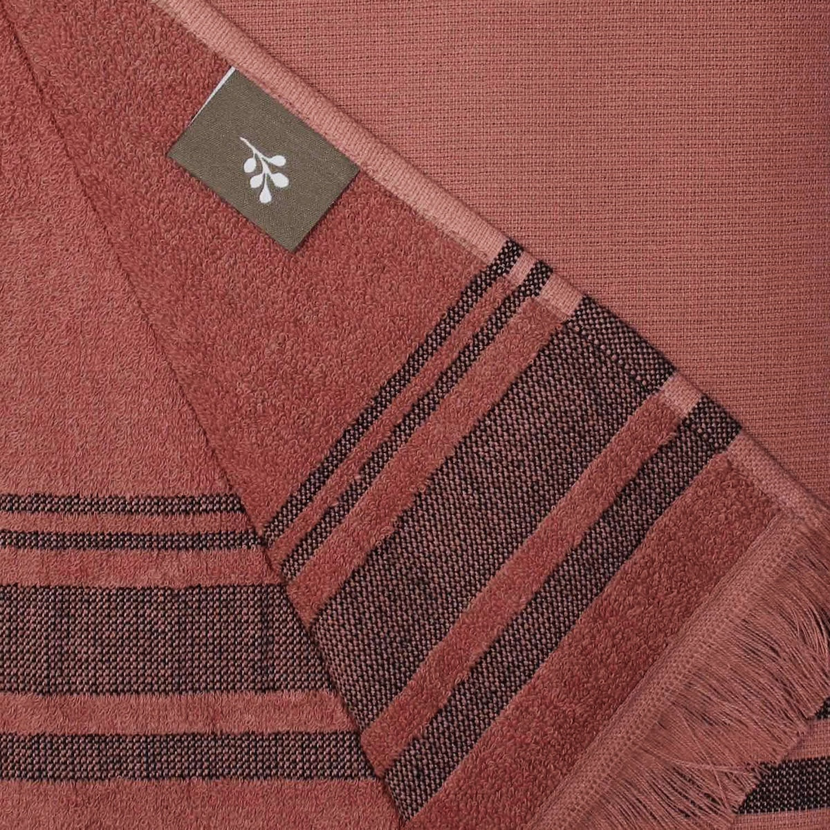 Faro - XXL Terry Fouta - Terracotta/Black