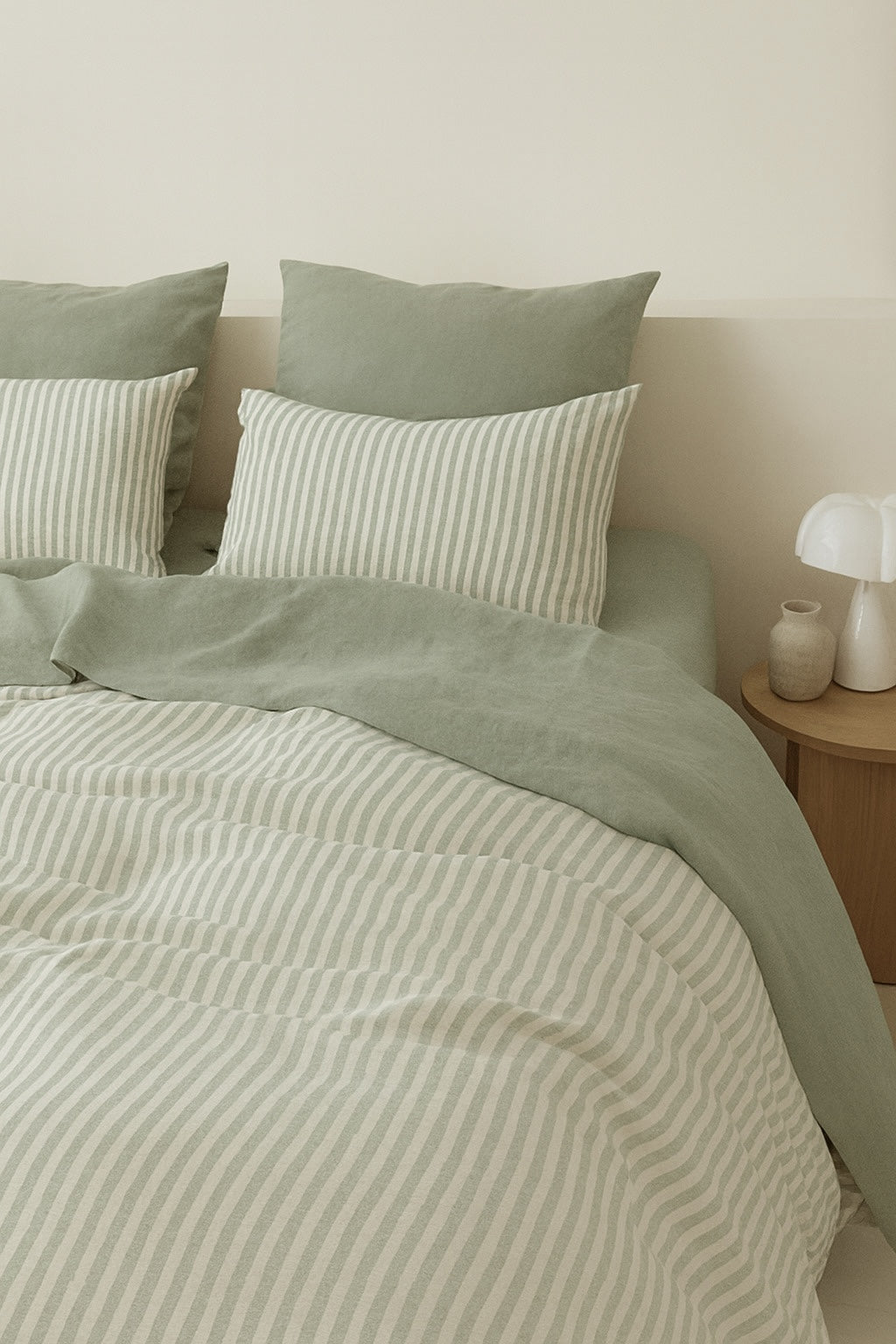 Lunar - Juego De Cama - Algodón Lavado - Verde Celadón