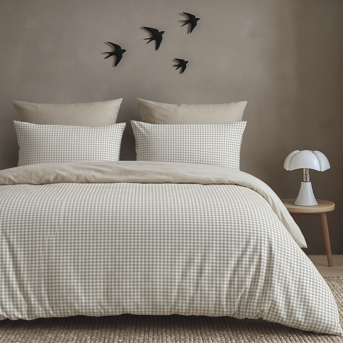 Lunas - Juego + Fundas De Almohada - Algodón Lavado - Arena