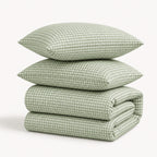 Lunas - Bed Linen Set + Pillowcases - Washed Cotton - Celadon Green