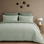Lunas - Bed Linen Set + Pillowcases - Washed Cotton - Celadon Green