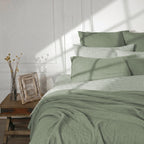 Lunas - Bed Linen Set + Pillowcases - Washed Cotton - Celadon Green