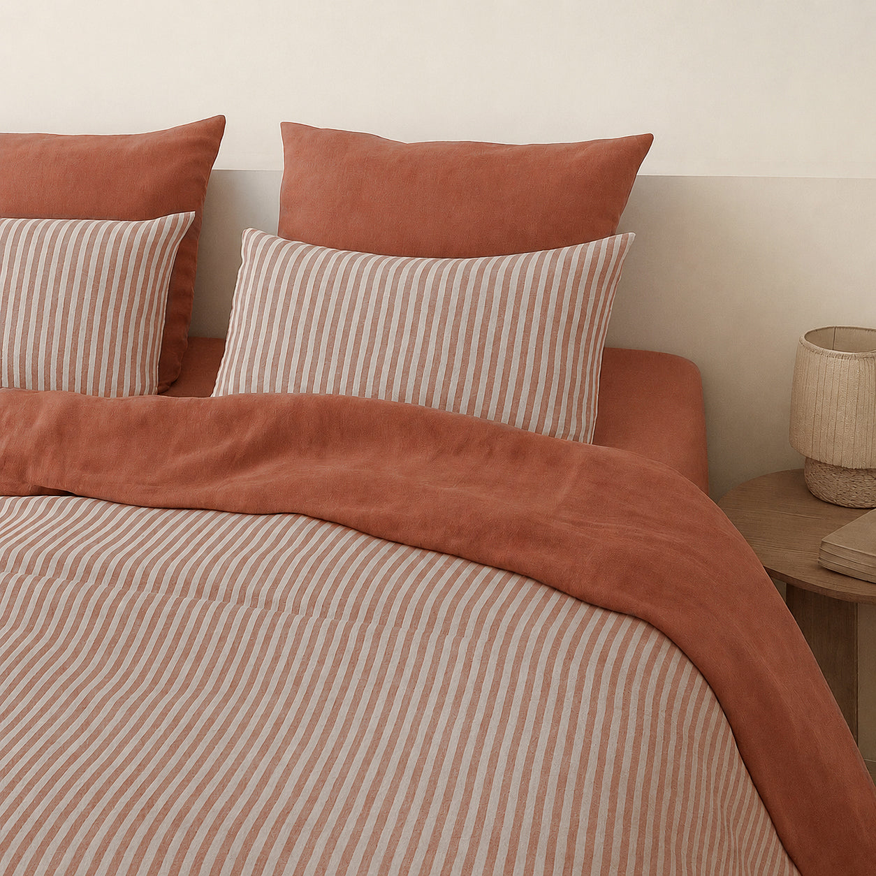 Lunar - Funda De Almohada (X2) - Algodón Lavado - Terracota