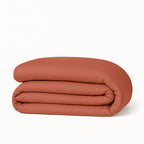 Gaia - Housse De Couette - Satin Lavé De Coton Bio - Terracotta