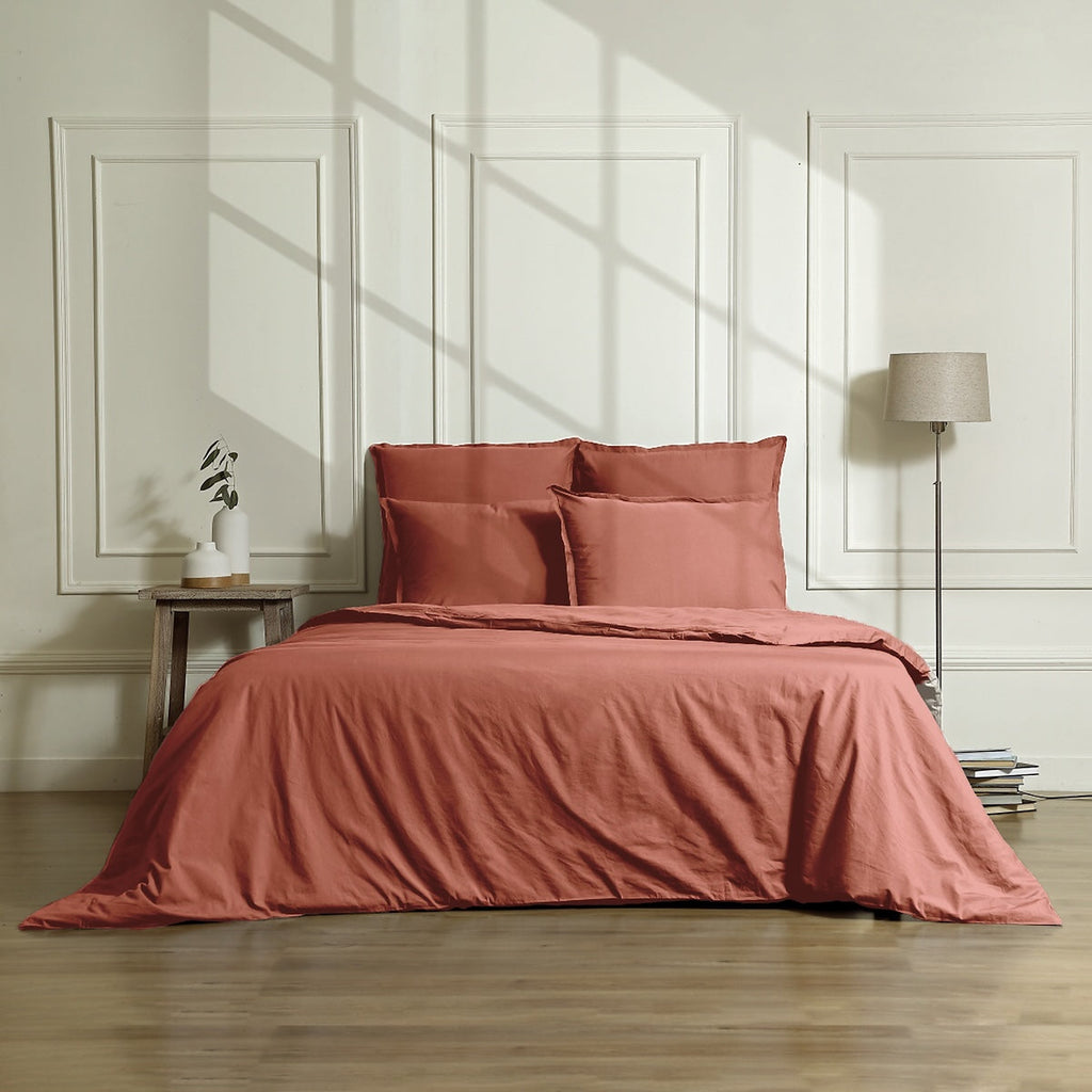 Gaia - Pillowcase (X2) - Washed Organic Cotton Satin - Terracotta