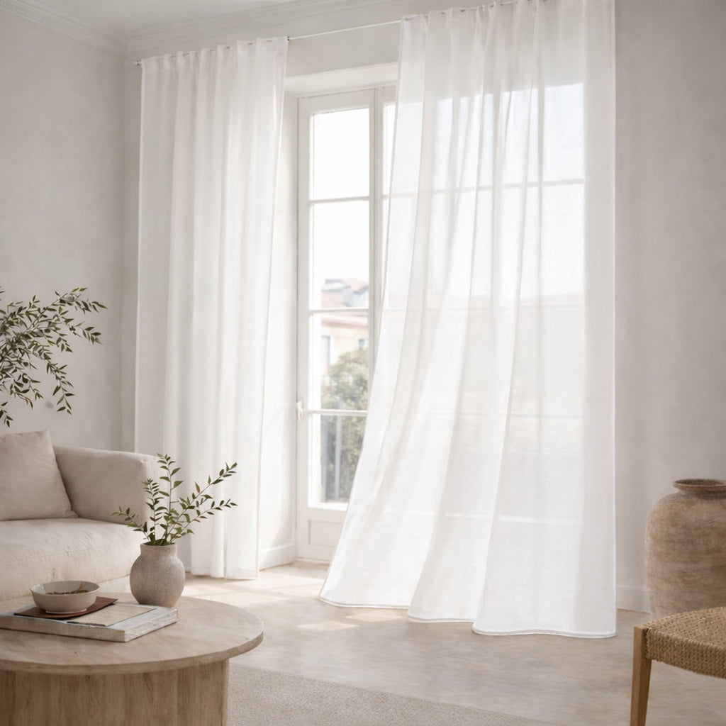 Bruma - Voilage À Passants - Voile De Coton Bio - Blanc/Blanc